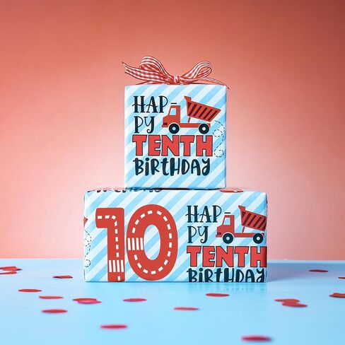 RUSPEPA 4th Birthday Wrapping Paper for Boys, Mini Roll, Truck & Happy Fourth Birthday Stripe Design, 17 Inches x 16.4 Feet in Saudi Arabia