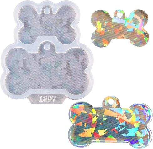 Angel Wings Cute Dog Bone Shape Silicone Mold Holographic Resin Molds for DIY Pet Tag Keychain Pendant Charm Crafts in Saudi Arabia