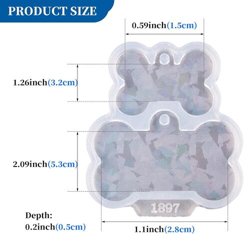 Angel Wings Cute Dog Bone Shape Silicone Mold Holographic Resin Molds for DIY Pet Tag Keychain Pendant Charm Crafts in Saudi Arabia