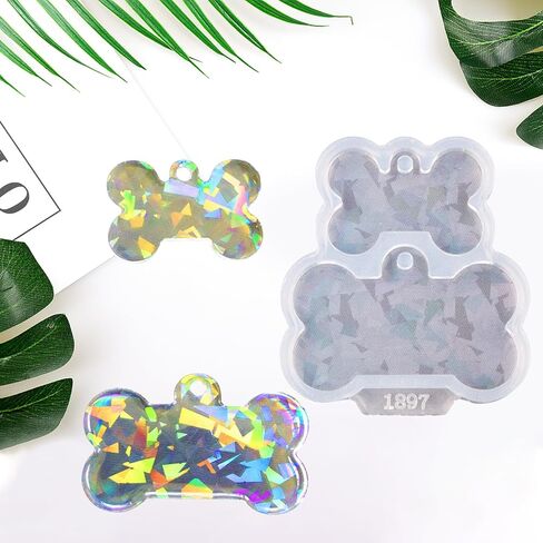 Angel Wings Cute Dog Bone Shape Silicone Mold Holographic Resin Molds for DIY Pet Tag Keychain Pendant Charm Crafts in Saudi Arabia