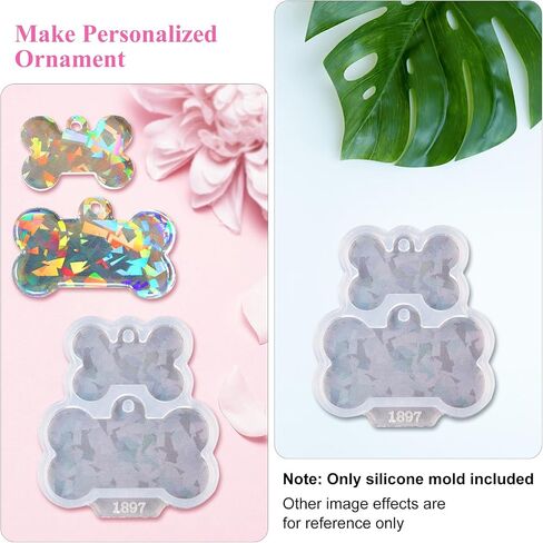 Angel Wings Cute Dog Bone Shape Silicone Mold Holographic Resin Molds for DIY Pet Tag Keychain Pendant Charm Crafts in Saudi Arabia