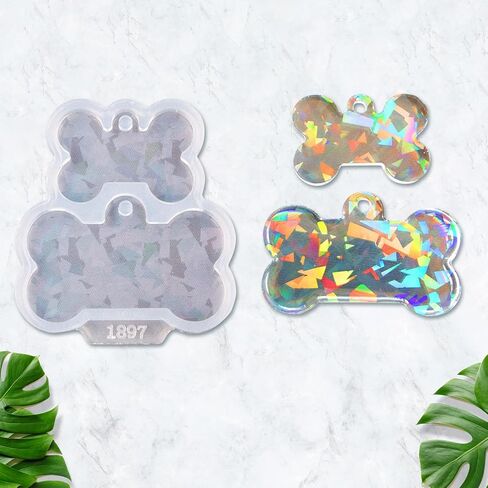 Angel Wings Cute Dog Bone Shape Silicone Mold Holographic Resin Molds for DIY Pet Tag Keychain Pendant Charm Crafts in Saudi Arabia