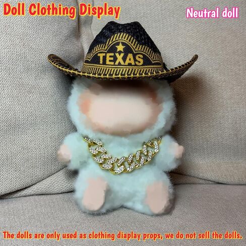 3-Piece Western Style Doll Clothes - Compatible with LBB 5.91-6.7inch Dolls as Accessories Only, Western Cowboy Straw Hat & Hip Hop Necklace Set, ropa para 17cm Doll (White Hat Set) in Saudi Arabia