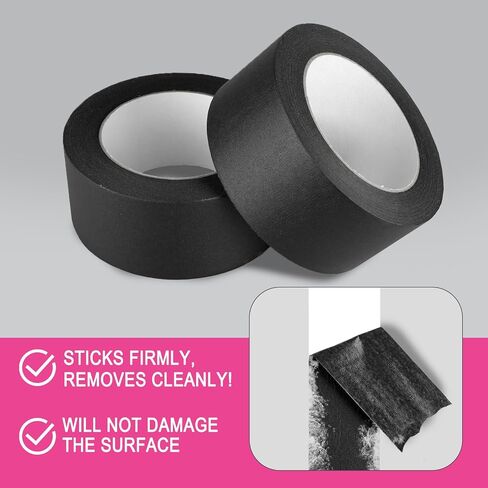 Geyyang Black Painters Tape - 0.75 بوصة × 55 ياردات × 2 لفات ، شريط تقنيع من الدرجة المهنية للطلاء ، الحرف اليدوية ، المنزل والسيارات | لا بقايا ، التصاق متعدد السطح in Kuwait