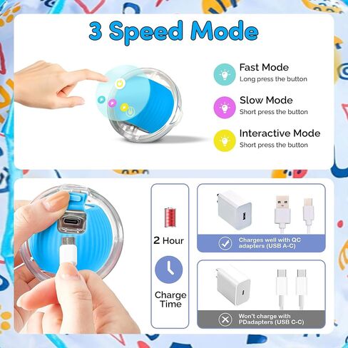 ألعاب Cat Interactive Brylex ، كرة متداولة تنشيطها مع حصيرة اللعب ، لعبة إخفاء تلقائية للبحث عنها ، أوضاع سريعة وبطيئة ، لعبة إثراء القطط القابلة لإعادة الشحن USB ، 28 "حصيرة. in Kuwait