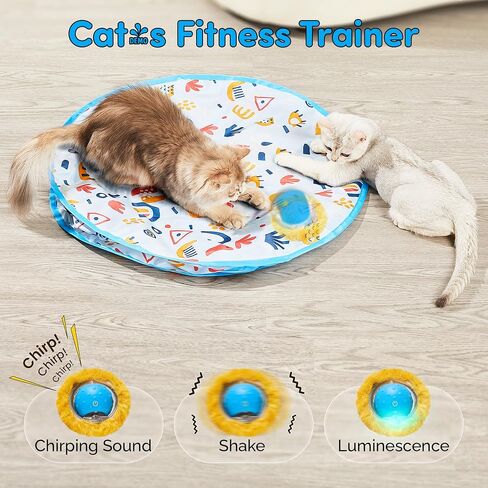 ألعاب Cat Interactive Brylex ، كرة متداولة تنشيطها مع حصيرة اللعب ، لعبة إخفاء تلقائية للبحث عنها ، أوضاع سريعة وبطيئة ، لعبة إثراء القطط القابلة لإعادة الشحن USB ، 28 "حصيرة. in Kuwait