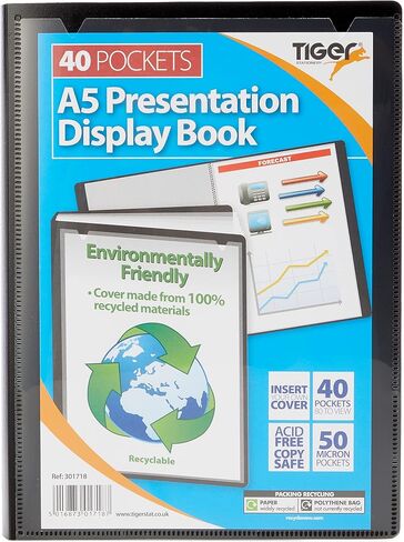 Tiger 301718 40 A5 Pocket Presentation Display Book - Black,Medium in Saudi Arabia