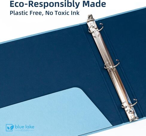 Blue Lake ECOLIFE 3 Ring Binder 1 Inch with Interior Pockets, 2 Pack Plastic-Free Binder Organizer Students School Office Supplies in Kuwait