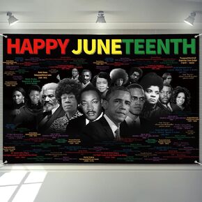Juneteenth Decorations Happy Juneteenth Banner 72" x 48" African American Independence Day Freedom Famous People Banner for Classroom, Party Supplies, Photography Background, Home Decor