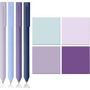 BAYTORY 320 Sheets Gradient Sticky Notes, 4 Pcs Rotatable Colored Gel Pens, Aesthetic Self-Stick Note & Multicolored Ink Pen, Colorful Memo Pads Easy to Post for Note Taking (Gradient Green)