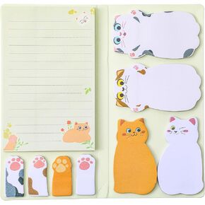 Cat Sticky Notes Set, Cute Easy Cat Post Sticky Notes, Cat Gifts for Women, Animal Divider Tabs Bundle Writing Memo Pads Page, Cat Office Supplies for School, Office to Work and Study Use