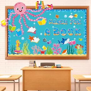 Ocean Bulletin Board Under The Sea Classroom Decor Sea Animal Cutouts for Back to School First Day Summer Wall Ocean Theme Party Decor(Fish)