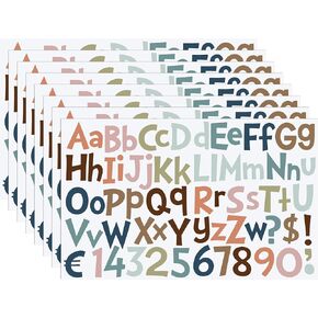 TaoBary 544 Pcs 2 Inch 16 Sheets Vinyl Letters Alphabet Stickers Poster Board Self Adhesive Number Colorful Stickers for Projects Back to School Wedding Sign Door(Colorful)