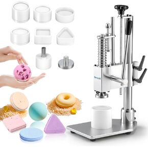 Bath Bomb Press Machine with 6 Molds, Heavy Duty Adjustable Height Bath Bomb Machine DIY Soap Press