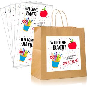 40 Pieces Back-to-School Stickers Labels 4 Inch Paper Present Tags Stickers Label Back-to-School Present Sticker for Package Glass Bottles