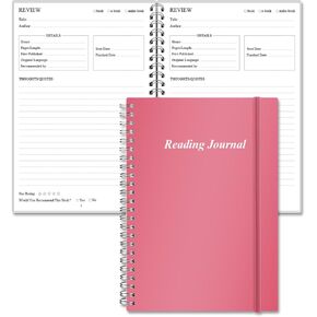 Getvow Reading Journal - Review and Track Your Reading Progress with 72 Book Reviews - Book Journal Reading Log Journal with Back Pocket, 5.8" x 8.3", Blue Watercolor