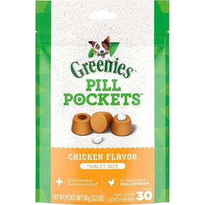 GREENIES Pill Pockets Treats for Dogs Chicken - Tablet Size 30 Count (Pack of 6)
