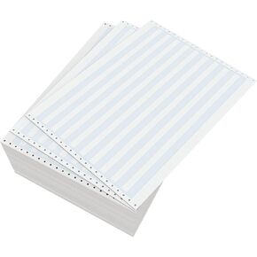 Domtar Continuous Form Paper, Unperforated, 14 7/8" x 11", 20 Lb, 1/2" Blue Bar, Carton Of 2,700 Forms