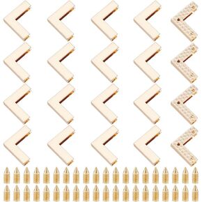 GOMAKERER 20 Sets Metal Purse Corner, L-Shaped Purse Corner Protectors Alloy Book Corner Protector Bag Edges and Bottom Corner Protectors for Purse Making and Decoration, Golden