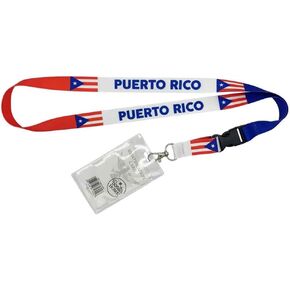 Lunch Money Puerto Rico Flag Lanyard Keychain with Badge Holder, 22" Llaveros Para Llaves