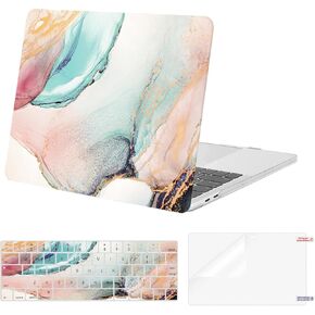 MOSISO Compatible with MacBook Pro 13 inch Case M2 2025, 2024, 2023-2016 A2338 M1 A2251 A2289 A2159 A1989 A1708 A1706, Plastic Hard Shell Case Cover&Keyboard Cover&Screen Protector, Brilliant Marble