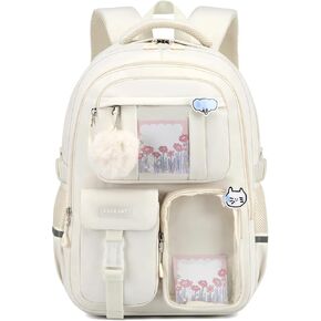 Aesthetic Backpacks for School Girls, Cute Bookbag with 15.6" Laptop Compartment for Kids Elementary Middle High School Students, Purple