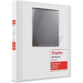 Staples 3-Ring Binder, 1 Inch D-Ring Organizer for Home, Office, School, Holds up to 220-Sheets, 12-Pack, White