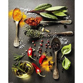XTXGERL Paint by Numbers for Adult Herbs and Spices Kitchen for Beginner on Canvas Painting 16x20inch
