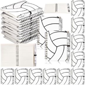 12 Sets Sports Party Favors 5.5 x 4.3 Inch Volleyball Spiral Notebook Volleyball Ballpoint Pens for Team Party Decoration Players Sports Lover Adults