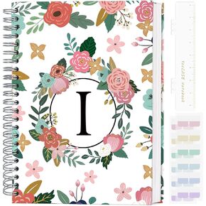 Hardcover Spiral Notebook Journal 5.7" x 8", 120 Pages Journals for Women Men, A5 College Ruled Notebooks, Cute Floral Letter Spiral Journal for Writing, Work, Business, School (S, A5)