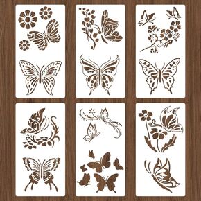 8 Pcs Butterfly Stencils for Painting, 11.8 X 6.3 Reusable Drawing Templates, Stencils for Painting on Wood for Craft Fabric Wood Furniture Floors Wall Home Decor