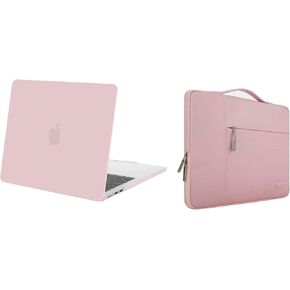 MOSISO Compatible with MacBook Air 13.6 inch Case 2022 Release A2681 M2 Chip, Plastic Hard Shell Case Cover&Polyester Multifunctional Sleeve Bag, Baby Pink