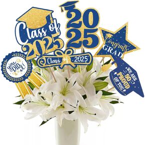 Nialnant 30 PCS Graduation Party Decorations Class of 2025, 2025 Graduation Centerpieces for Tables, Grad Party Decorations 2025, 2025 Graduations Party Supplies, Table Decoration Sticks for Party