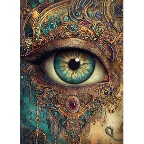 KEYIFA Eye Diamond Art Kits, 5D DIY Diamond Painting for Adults, Round Full Drill, Fantasy Diamonds Dots Mosaic Painting, Crystal Gem Arts Craft for Home Wall Decor 12x16 in