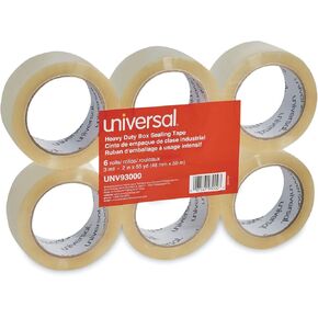 Universal Heavy, Duty Box Sealing Tape, 48 mm x 50 m, 3" Core, Pack of 6, Clear (93000)