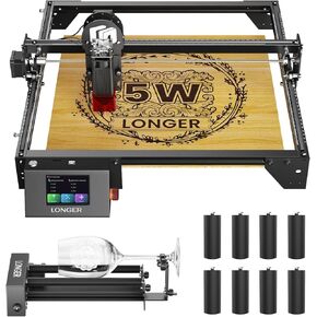 Longer RAY5 10W Laser Engraver with Air Pump, 3.5" Color Touch Screen, App Offline Control, DIY Engraver Tool for Metal/Glass/Wood Engraving Area 15.75"x15.75"