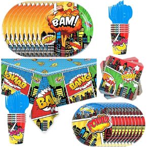 81Pcs Super City Heroes Party Tableware Set Super City Heroes Party Decoration Super City Heroes Birthday Party Supplies