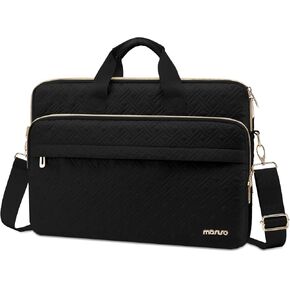 MOSISO 15-15.6 inch Laptop Bag for Women&Men, 16 inch Double Line Rhombus Quilted Briefcase Computer Messenger Bag Office Work Business with 2 Front Pockets&Strap, Beige