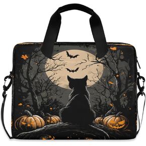 Spooky Halloween Cat Pumpkins 15.6 Inch Laptop Bag Briefcase for Business, Water-Resistant Computer Bag Fits 14-16 Inch Notebook for Men Women, Office Travel Work Backpack