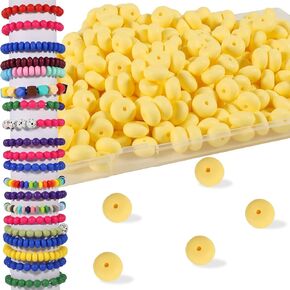 200Pcs Silicone Beads, 14mm Silicone Abacus Beads for Keychain Making, Silicone Focal Beads Bulk for Bracelet Necklace and Spacer Beads for Pens (Black)