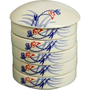 Watercolor Mixing Tray with Lid – 5-Dish Ceramic Palette, Traditional Chinese Design, Lightweight &, Ideal for Ink and Watercolor