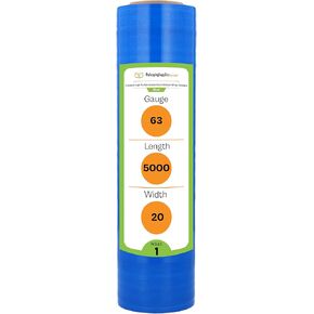 PSBM Machine Blue Stretch Wrap, 1 Pack, 20 Inch x 5000 Feet, 63 Gauge, Dark/Opaque Color Plastic Cling Designed for Pallet Machine Applicators