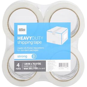 Office Depot® Brand Heavy Duty Shipping Packing Tape, 1.89" x 70.8 Yd, Crystal Clear, Pack Of 4 Rolls