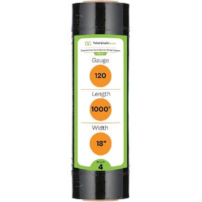 PSBM Black Stretch Wrap, 4 Pack, 18 Inch x 1000 Feet, 120 Gauge, Plastic Cling Dark Color Hand Stretch Film Rolls for Packaging Moving Packing Pallets