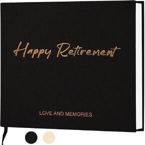 Happy Retirement Guest Book - Retirement Gift for Woman and Men - Congratulations Retirement Party Decorations for Colleague and Friend, Photo Retirement Book for Guest to Sign, Beige