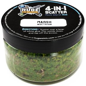 4-in-1 Scatter, Marsh Scenery Model Basing Materials for Gaming and Tabletop or Diorama Railroad Layout - 4oz Resealable Jar