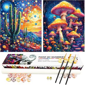 ZXQL 2 Pack Paint by Numbers Kit for Adults Beginners, 16" W x 20 L Paint by Numbers for Adults Rolled up Canvas for Painting Home Decor Creative Wall Art with Nice Gift Box
