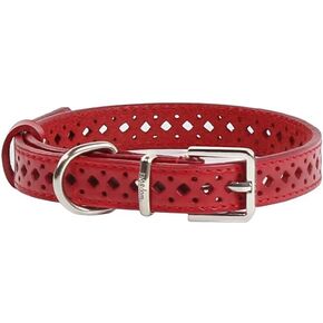 Adjustable Leather Dog Collar for Small Dogs – Soft, Breathable Cowhide with Gift Pouch, Fits 12.5–17.75", Ideal for French Bulldogs, Dachshunds, Corgis (Burgundy)