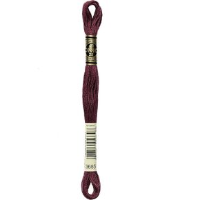 DMC 117-3685 Mouline Stranded Cotton Six Strand Embroidery Floss Thread, Dark Mauve, 8.7-Yard