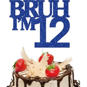Bruh I'm 16 Cake Topper,Double-Sided Glitter Black 16th Birthday Cake Topper,Funny 16th Birthday Party Decorations for Boys Girls 16 Year Old,Sweet Sixteen,Happy 16th Birthday Supplies Decor Ideas